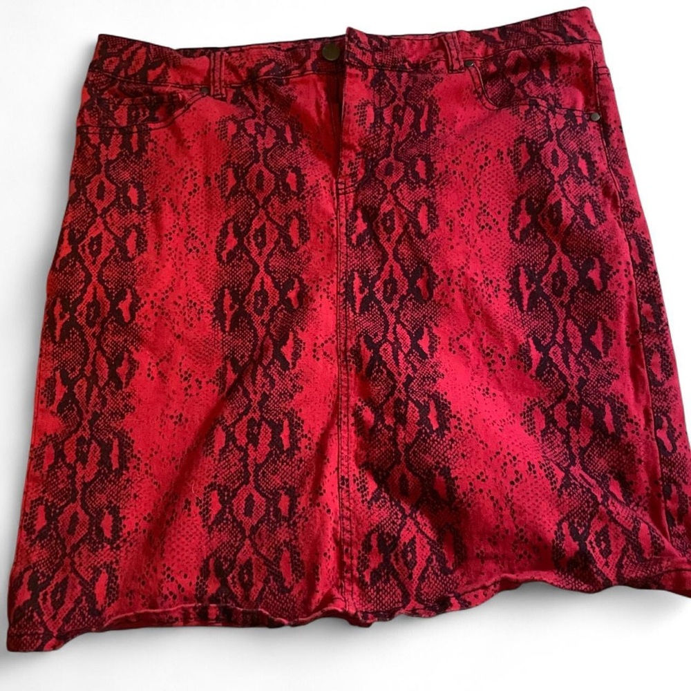 D.Jeans red snake skin skirt